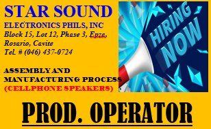 epza hiring electronics|Job opening in Star Sound Electronics Phils., Inc. in Block 15, Lot .